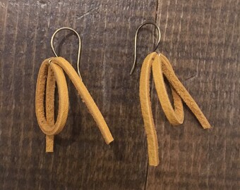 River Eddy Yellow Leather Earrings - small