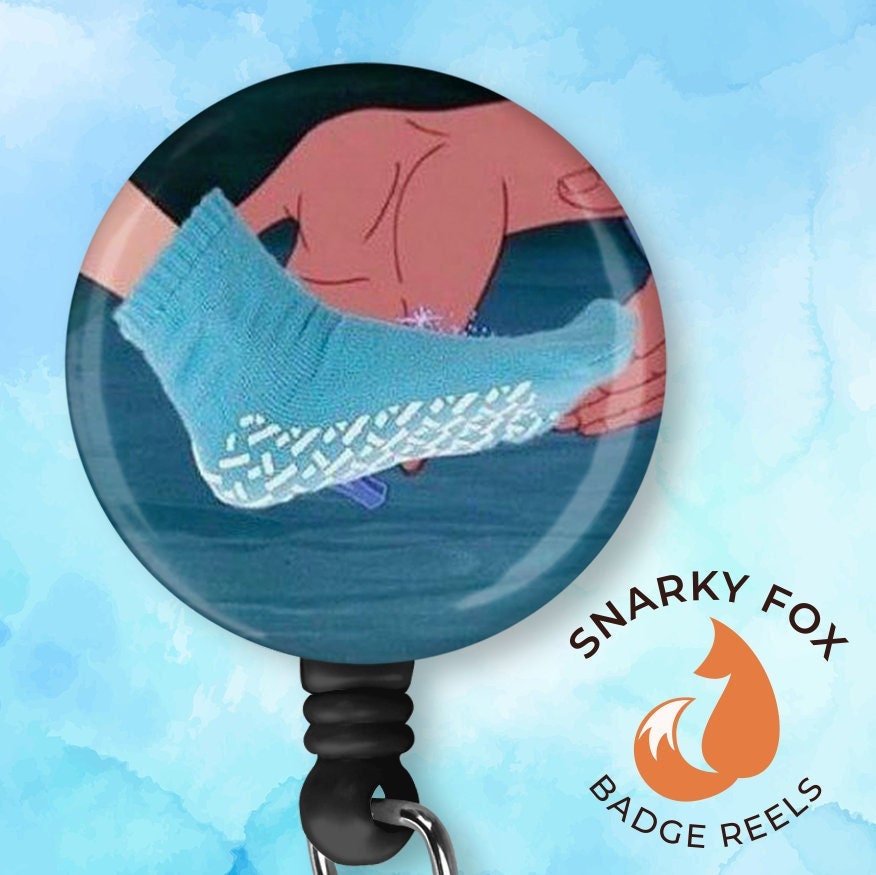 Grippy Sock Funny Healthcare Retractable Badge Reel