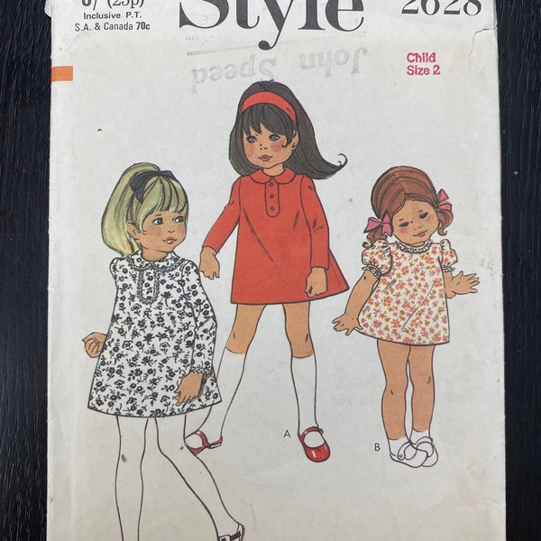 Vintage Baby Dress Pattern Super Cute A-line dress Peter Pan collar   Short and Long Sleeved Dress for Girls aged 2
