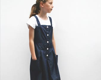 Denim Pinafore Culotte  Dress - Dresses - Kidswear - Children's Wear - Kids Clothes - Girls Clothes