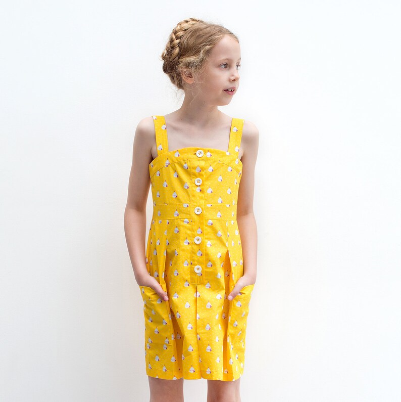Pinafore Dress Children/'s Wear Kids wear Girls Clothes Yellow Pinafore Culotte Dresses Kids Clothes