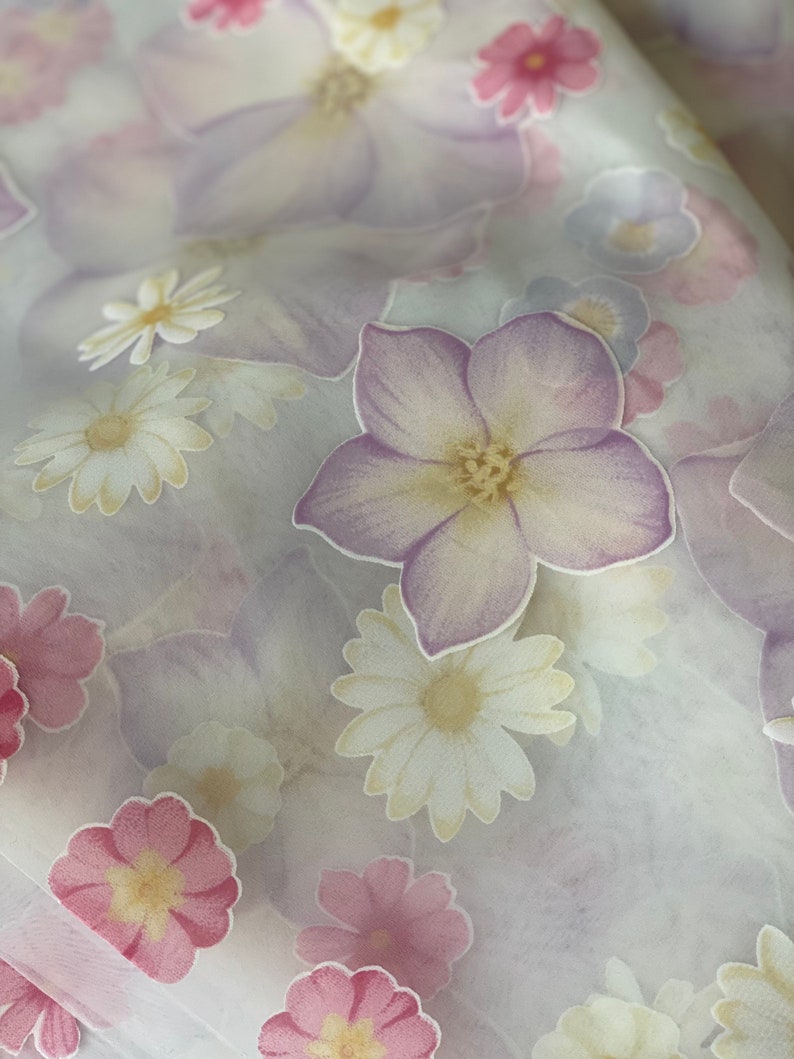 Liberty Phoebe Voile Organza Floral Net Fabric Daisy Flower Pattern