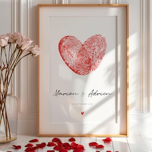 Affiche Personnalisée – Empreintes d’Amoureux en Forme de Cœur