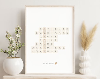 Personalized Scrabble first name poster • Family names