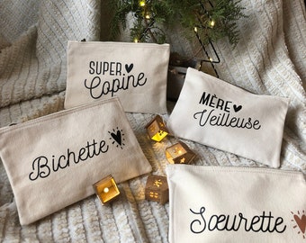 Christmas gift bag in cotton pouch - Super Girlfriend, Sweetie, Sister