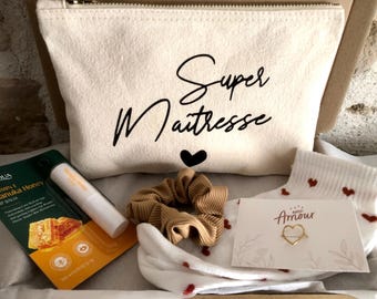 Gift box set: Pouch/pencil case "Super Teacher" "Super Nanny"