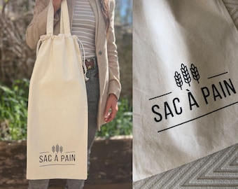 Organic cotton bag for baguettes • Reusable shopping bag 100% cotton