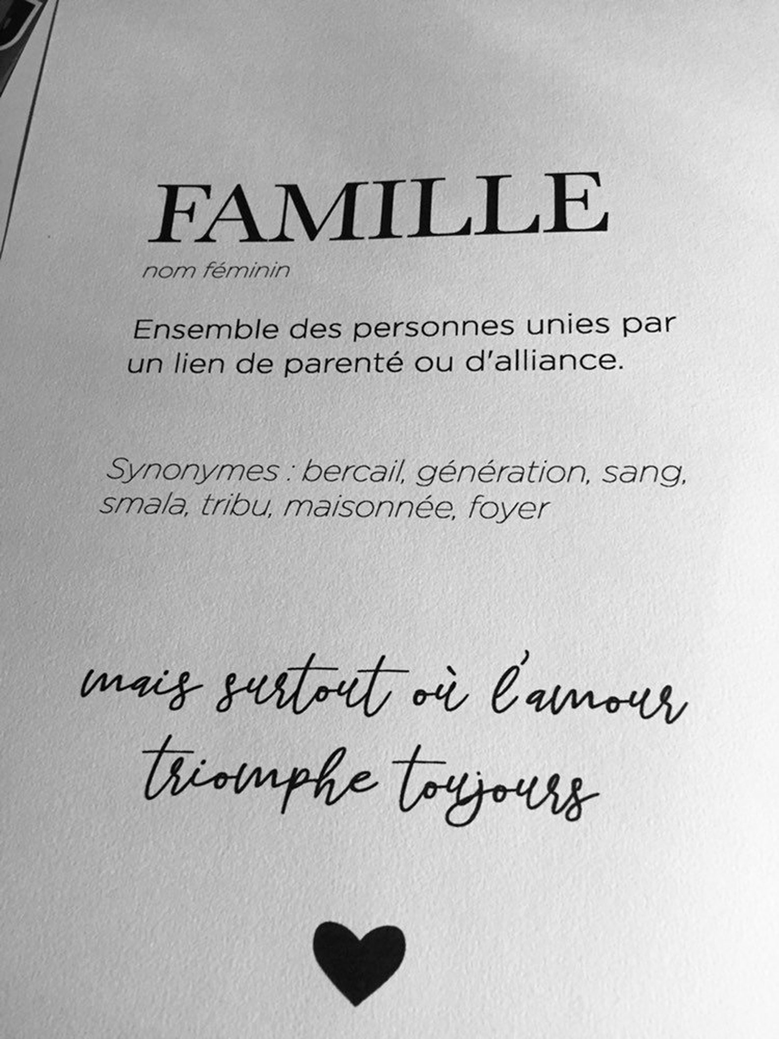 Famille définition Affiche famille Affiche à offrir | Etsy