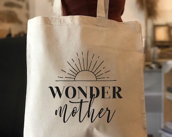 “Wonder mother” tote bag • 100% cotton reusable shopping bag
