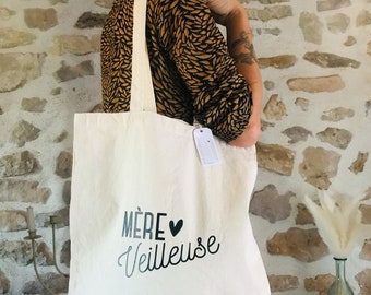 Tote bag "Mère Veilleuse" • Sac shopping maman • cadeau maman réutilisable