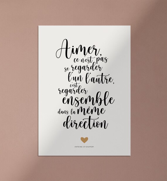 Affiche Amour Couple Citation Aimer C Est Regarder Etsy France