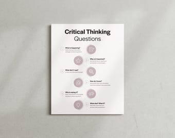 Critical Thinking Questions Education Teaching Infographic Inspirational Design Office Art Wall Decor Printable Instant Digital Download