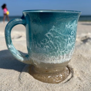 Beach Inspired Coffee Mug, large coffee cup, small coffee mug, wine glass, coffee cup, cool glassware, unique coffee mug, stemless wine cup