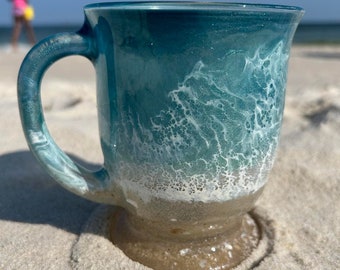 Beach Inspired Coffee Mug, large coffee cup, small coffee mug, wine glass, coffee cup, cool glassware, unique coffee mug, stemless wine cup