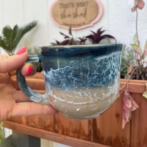 Beach Inspired Coffee Mug, large coffee cup, small coffee mug, wine glass, beach lover, resin ocean mug, to go cup, housewarming gift,