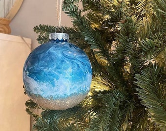 Beach Inspired Ornament | Hand poured Resin | Christmas Ornament | Acrylic Ornament | Shatterproof | Made with Real Sand