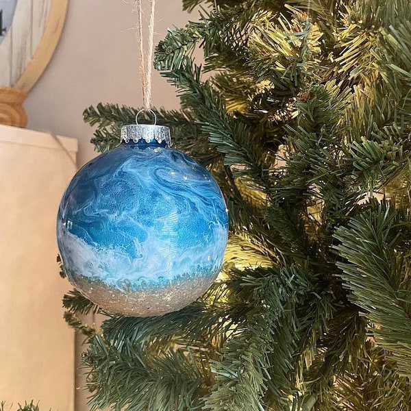 Beach Inspired Ornament | Hand poured Resin | Christmas Ornament | Acrylic Ornament | Shatterproof | Made with Real Sand