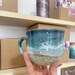 Beach Inspired Coffee Mug, Hand poured Resin Art, Cocktail Glass, Wine Glass Personalized, glass coffee mug, glassware, stemless wine glass 