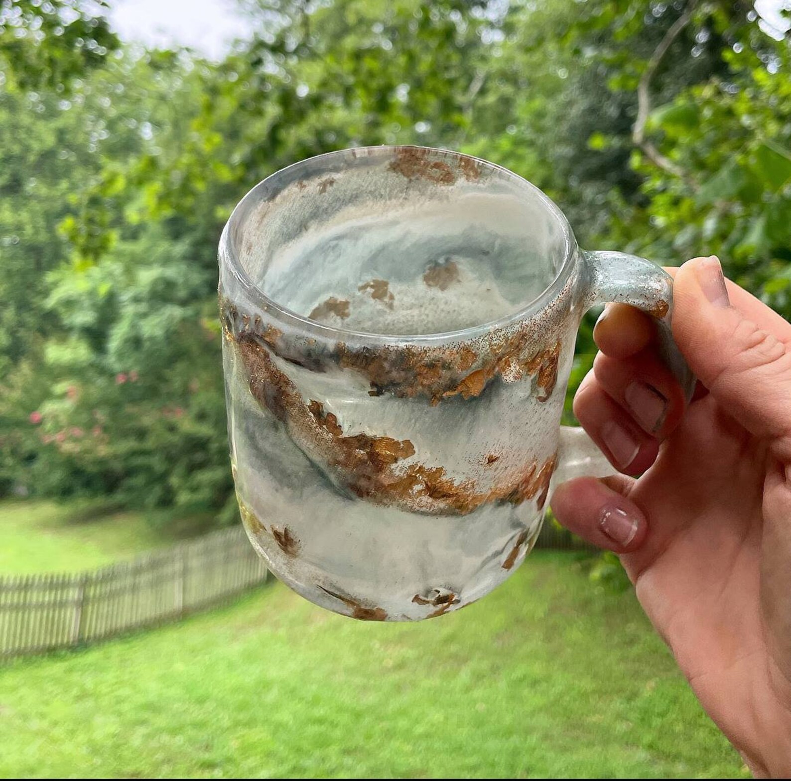 Gold Leaf Coffee Mug Geode Inspired Hand Poured Resin Art Etsy