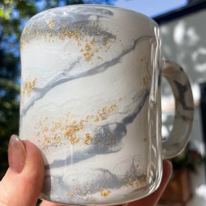 Gold Leaf Coffee Mug | Geode inspired | Hand poured Resin Art | Cocktail Glass | Wine Glass Personalized | glass coffee mug | glassware