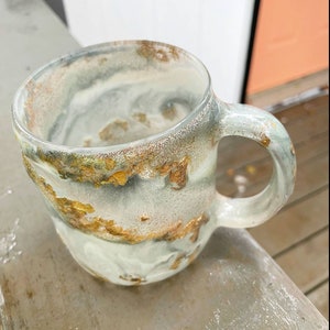 Gold Leaf Coffee Mug | Geode inspired | Hand poured Resin Art | Cocktail Glass | Wine Glass Personalized | glass coffee mug | glassware