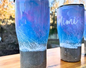 SUNRISE Hand Poured Resin Tumbler: Sunrise Beach Coastal Decor