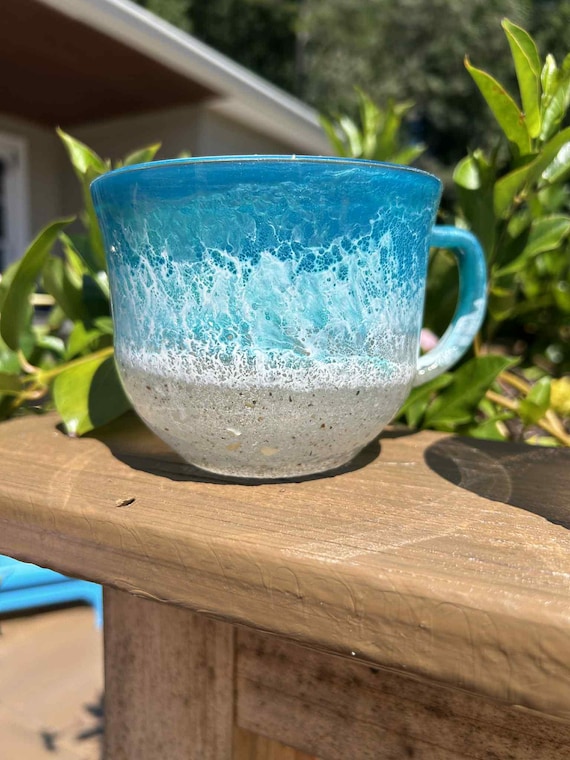 Beach Inspired Glass Coffee Mug With Real Sand | Coastal Iced Latte Cup |  Ocean Lover Gift | Beach House Decor | Functional Art - Etsy