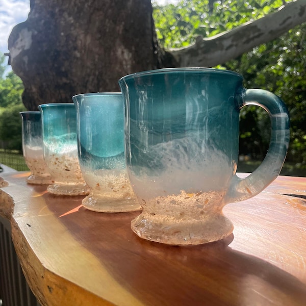 Beach Inspired Coffee Mug, large coffee cup, small coffee mug, wine glass, coffee cup, cool glassware, unique coffee mug, stemless wine cup