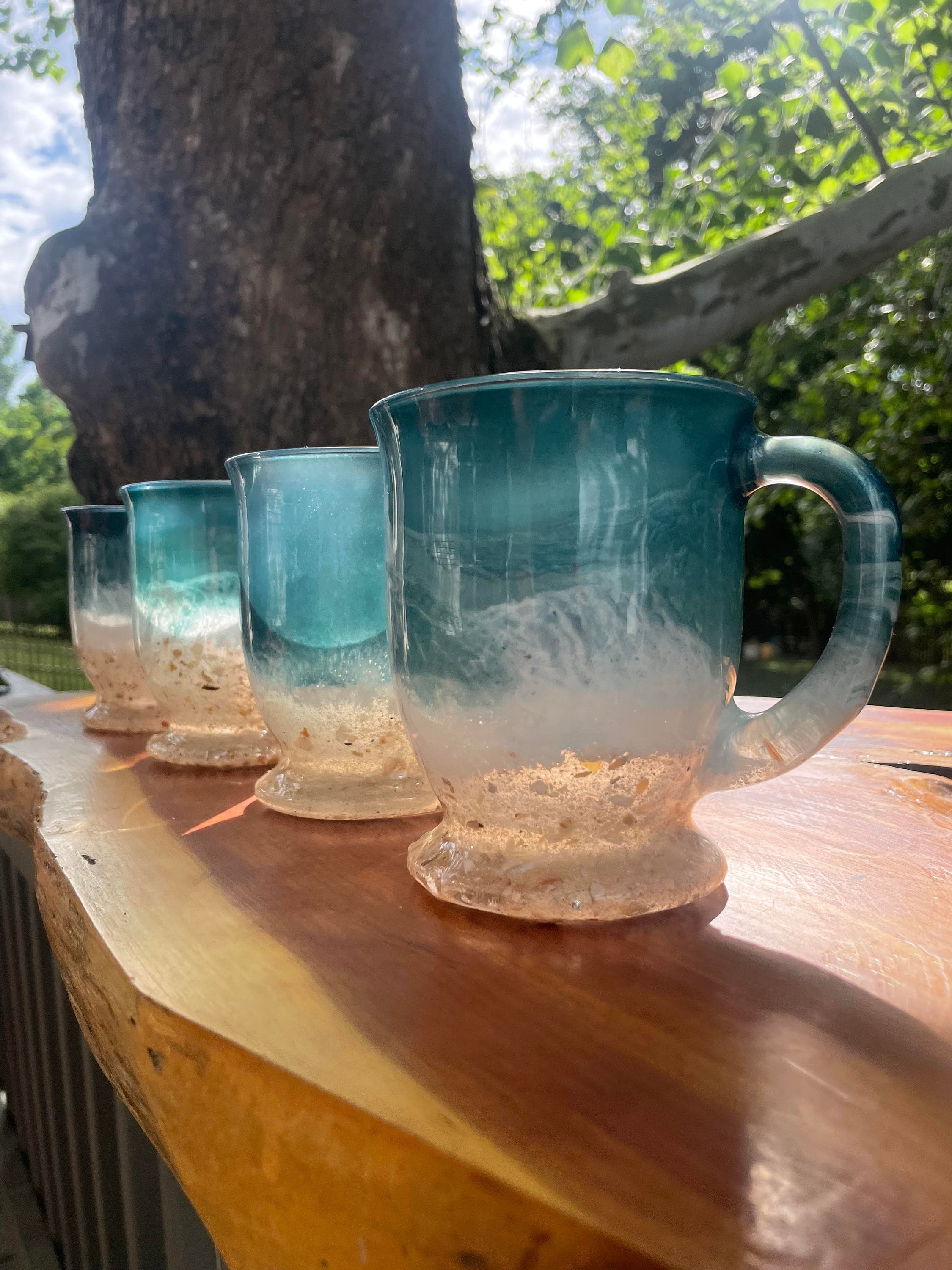 Blue Beach Inspired Coffee Mug, large coffee cup, small coffee mug, wine glass, coffee cup, cool glassware, unique coffee mug, stemless wine