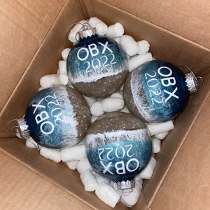 Personalized Beach Inspired Ornament | Hand poured Resin | Christmas Ornament | Ball Ornaments | Shatterproof | Made with Real Sand | Round