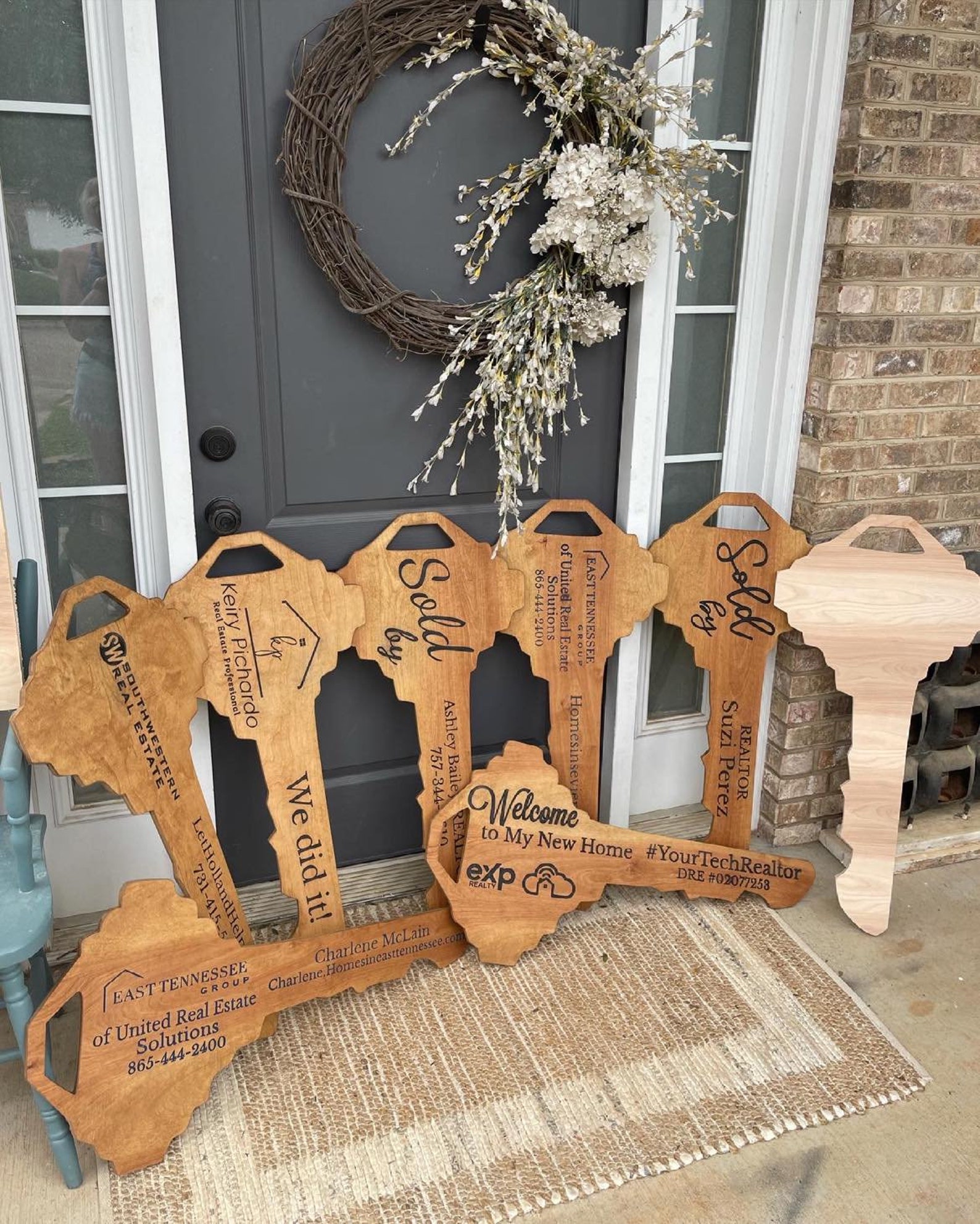 Personalized real estate key Sold sign Realtor Wood Key Etsy