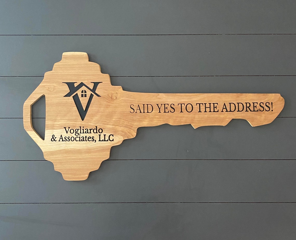 Personalized real estate key Sold sign Realtor Wood Key Etsy