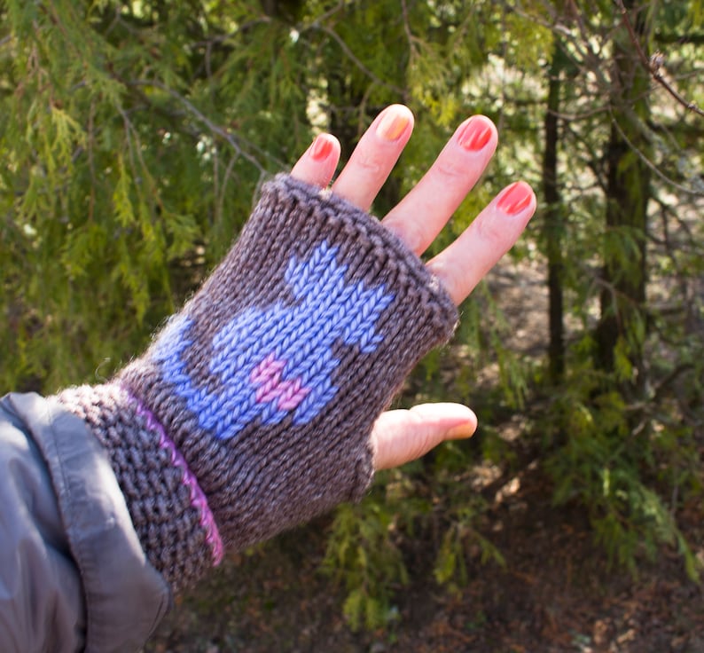 Kitty Cat Fingerless Gloves Pattern Animals Wrist Warmers Etsy