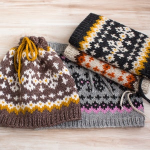 STRICKANLEITUNG PDF, Fair-Isle-Anleitungsmuster Pferdeschwanz-Mütze Beanie-Muster