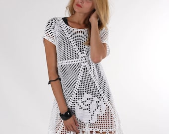 PATTERN Crochet Filet Roses tunic dress PDF - HQ Chart and basic instructions in English - Filet grid - charts are not interpreted in words