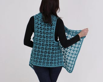 Crochet Vest rectangle PATTERN - Crochet Bolero PDF - HQ Chart, schematic gilet wrap cape transformer - charts are not interpreted in words