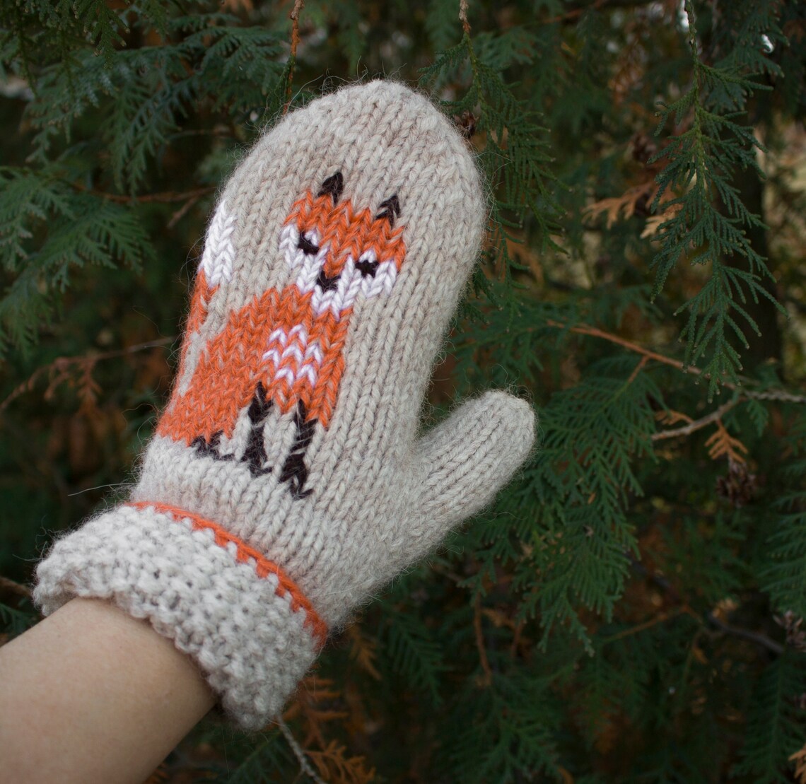 Woodland animals Fox knit mittens Fox gloves Animal mittens Etsy