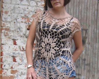 Crochet Mandala Top Vest PATTERN, Hippie Festival Tank Top, Lace Beach Coverup PATTERN, Medusa Top Vest Pattern, Beach Tank Top