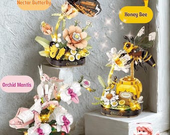 Micro Building Blocks Toy Puzzle: Orchid Mantis, Honey Bee, Nectar Butterfly