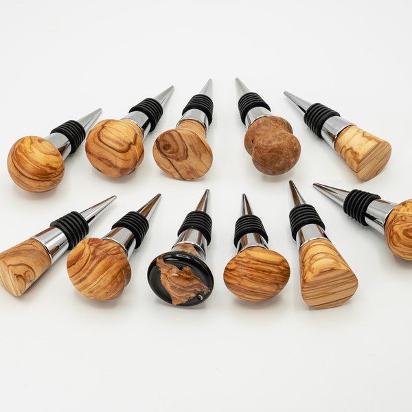 Wedding Favors - Personalized Wine bottle Stopper olive wood hand made