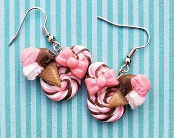 Neapolitan Candy Swirl Earrings