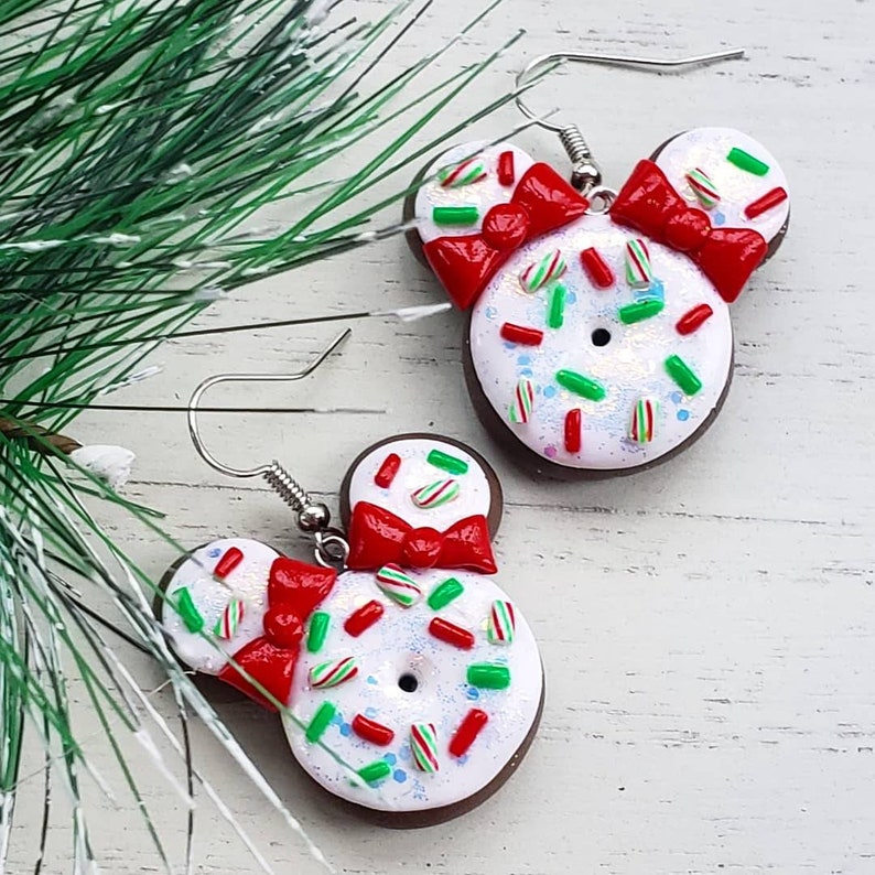 Candy Cane Confection Donut Earrings image 1