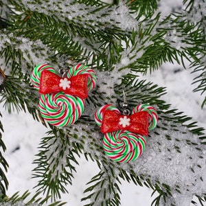 Sparkling Spearmint Snow Candy Swirl earrings!