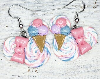 Ice Cream Parlor Candy Swirl Earrings