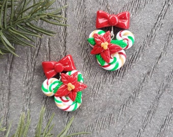 Princess Poinsettia Candy Swirl Earrings