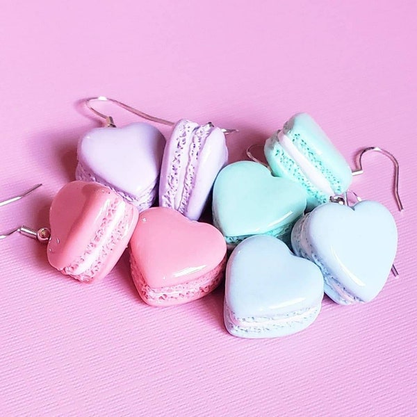Pastel Heart Macaron Earrings