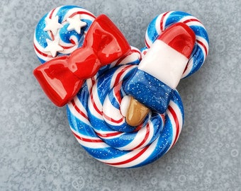 Patriotic Popsicle Candy Swirl Necklace