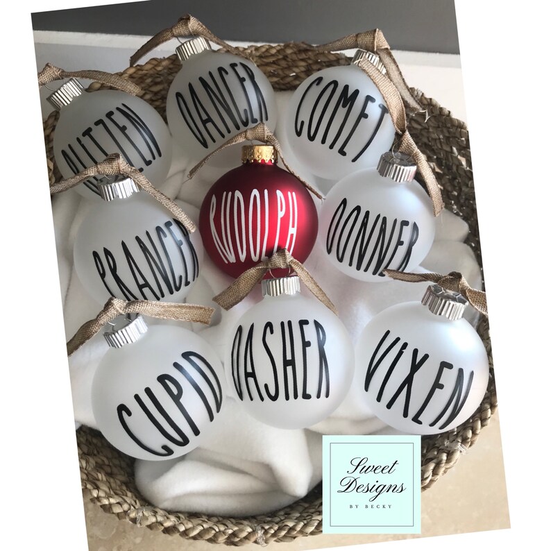 Reindeer Ornaments / Rae Dunn Reindeer name Ornament Set/ Etsy