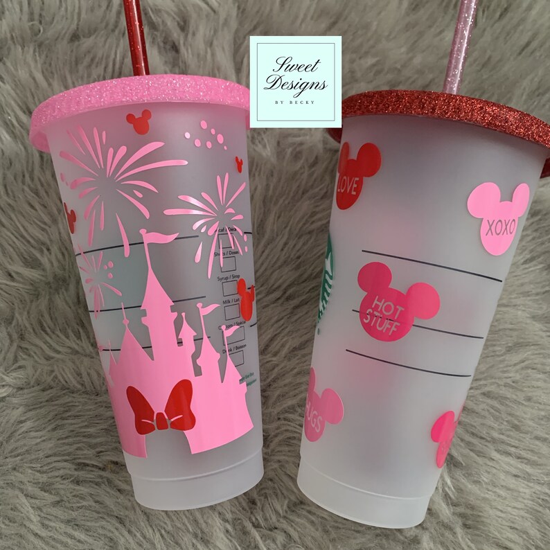 Valentine's Day Starbucks Cold Cup Valentine Disney Cup | Etsy