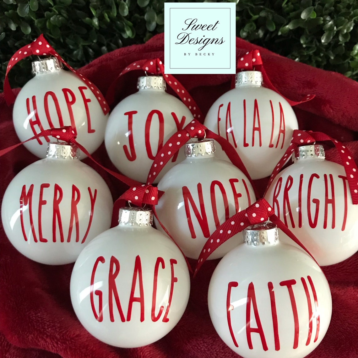 Rae Dunn Ornament Set/ Cutomized/ Christmas gift /Glass Etsy.de